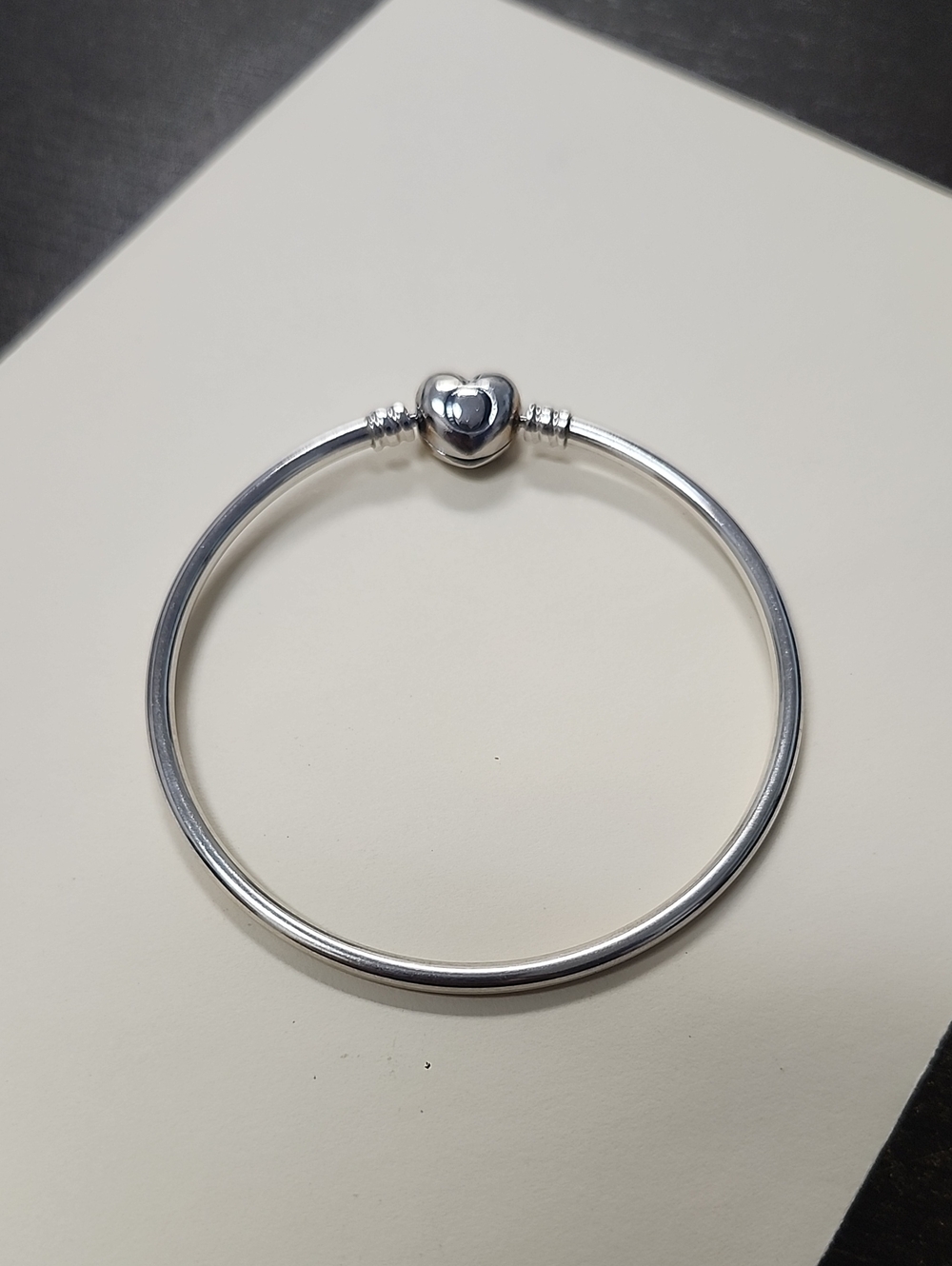 Pandora Silver Heart Clasp Bangle Bracelet
